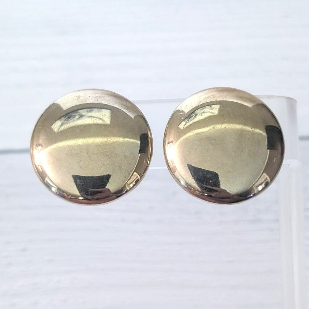 Vintage Coro Screw On Earrings Gold Tone Circular 1" - Heavy Marks